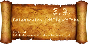 Balassovich Hófehérke névjegykártya